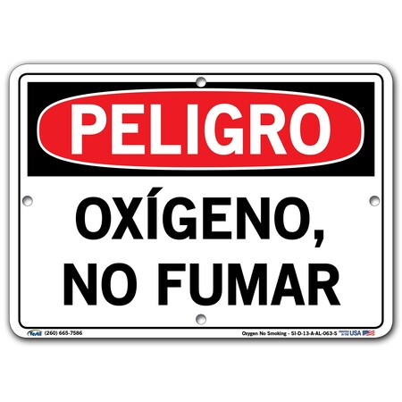Vestil Aluminum Sign, 7-1/2" Height, 10-1/2" Width, Aluminum, Rectangle, Spanish SI-D-13-A-AL-063-S